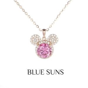 [925 Perak]Kalung Peluh Musim Panas & Tahan Kotoran Mickey Comel Loket moissanite 1 karat Kalung Cantik Hypoallergenic untuk Wanita Barang kemas yang bergaya dan serba boleh