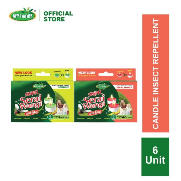 Lilin Halau Lalat Afy Haniff SWiPEL Pandan / Serai Wangi 30g x 6 Pcs Natural Insect Repellent Candle Penghalau Nyamuk Serangga Ants Garden Eco-friendly
