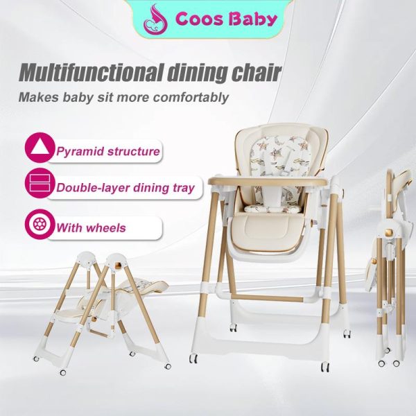 Foldable multifunctional baby child safety adjustable high chair can be used as a swing baby feeding dining chair Kerusi Makan