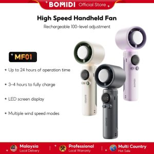 BOMIDI MF01 High Speed Handheld Fan 23H 6000mAh Strong Wind 100 Level Adjustment LED Display Battery Portable Turbo Fan
