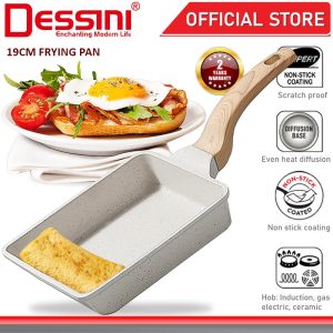 DESSINI ITALY 19CM Tamagoyaki Grill Frying Pan Omelette Tamago Fried Egg Aluminium Non Stick Induction Stone Pot PERIUK