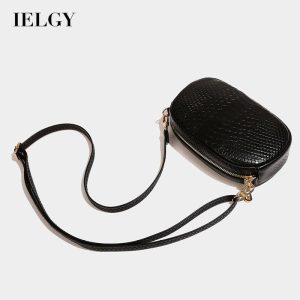 Beg Pepenjuru, IELGY, untuk Wanita, Gaya Bandar, Reka Bentuk Ringkas, Tekstur Hitam Bags Selempang