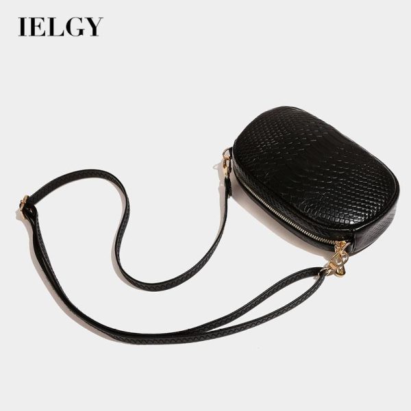 Beg Pepenjuru, IELGY, untuk Wanita, Gaya Bandar, Reka Bentuk Ringkas, Tekstur Hitam Bags Selempang