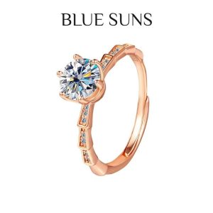 [925 perak+1ct moissanite] cincin enam cakar reka bentuk klasik mewah mewah fesyen keanggunan serba boleh kotak hadiah indah boleh laras