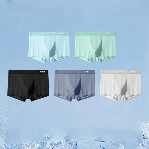 Seluar Boxer Boxer Lelaki, Bahan Sutera Ais, 5 helai dalam Seluar Dalam Lelaki, Fabrik Spandeks, Rekaan Lancar, Gaya Boxer