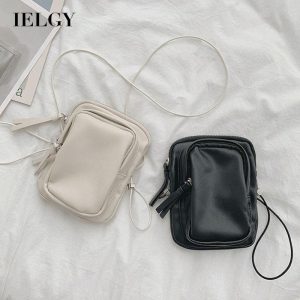 Beg Wanita, IELGY, Warna Hitam, Gaya Korea, Rekaan Perubahan Pepenjuru, Satu Bahu, dengan Telefon Bimbit, Serba guna, Bentuk Persegi Mini Bags Selempang