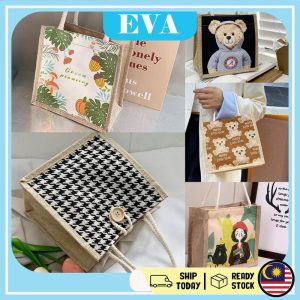 READY STOCK EVA Japan Canvas Design Tote Bag Women Wanita Handbag Shoulder Beg Sling Bags Female fashion bag Button Pocket Zip Totebag