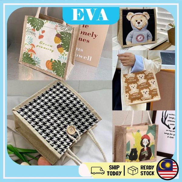 READY STOCK EVA Japan Canvas Design Tote Bag Women Wanita Handbag Shoulder Beg Sling Bags Female fashion bag Button Pocket Zip Totebag