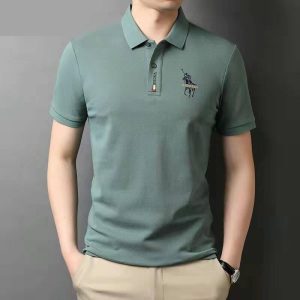 Kemeja-T Lengan Pendek Lelaki, Kualiti Tinggi, Sulaman Tiga Dimensi, Baju Polo, Kolar Lapel, Baju Perniagaan Kasual, Bergaya, Ketibaan Baru