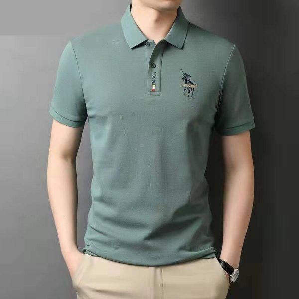 Kemeja-T Lengan Pendek Lelaki, Kualiti Tinggi, Sulaman Tiga Dimensi, Baju Polo, Kolar Lapel, Baju Perniagaan Kasual, Bergaya, Ketibaan Baru