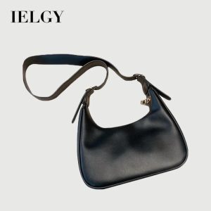 Beg Ketiak, IELGY, Gaya Retro, untuk Wanita, Beg Tangan, Beg Ketiak, Bahu Tunggal, Tote, Chao, Baobao, Dumpling Messenger Hitam Kulit