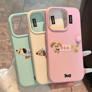 Sarung Telefon Anjing 3D, Gaya Korea Ins, Serasi dengan iPhone 11, 16, 15, 14, 13, 12, Pro, X, Xs Max, XR, 6, 6s, 7, 8 Plus, Ultra Nipis, Bahan TPU Lembut, Sarung Telefon Bimbit, Sarung Telefon Bimbit, Penutup Belakang Dipasang Pelindung