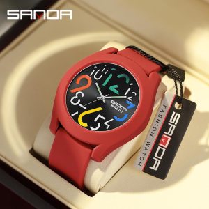 SANDA 9021 Jam Tangan Kuarza, AW24, Berwarna-warni, Tali Boleh Tanggal, Personaliti dan Sukan, Kalis Air, Fesyen, Dail Besar Digital, Reka Bentuk Digital, Gaya Mewah, Untuk Lelaki