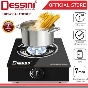DESSINI ITALY Auto Ignition 8 Jet Gas Cooker Propane LPG Hob Burner Cooktop Tabletop Tempered Glass Stove Dapur Gas