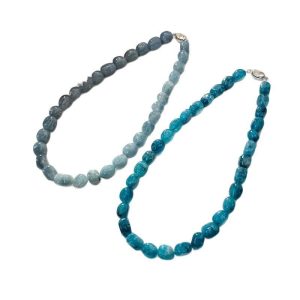 [Gem]Necklace Summer Sweat & Tarnish Resistant Blue natural stone Beads Hypoallergenic Dainty Necklace for Women Fashionable and versatile jewelry tanzanite