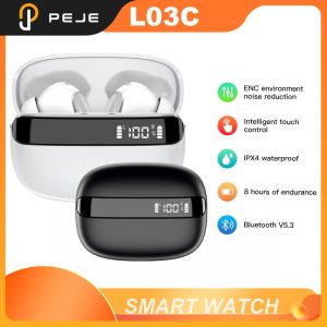 Fon Kepala Pembatalan Bunyi, L03C ENC, Aplikasi Eksklusif, Kekunci Tersuai, Penyama Disesuaikan, Hayat Bateri Panjang 8 Jam, Bluetooth V5.3, Sentuhan Butang Pintar, Kalis Air IPX4, Paparan Kuasa Earphones Audio Mic