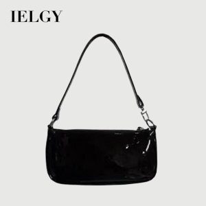 Beg Ketiak Bahu, IELGY, Fesyen dan Serba guna, Reka Bentuk Mudah, Diperbuat daripada Kulit Paten Hitam Bags