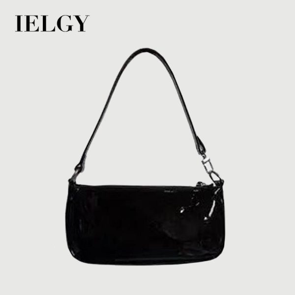 Beg Ketiak Bahu, IELGY, Fesyen dan Serba guna, Reka Bentuk Mudah, Diperbuat daripada Kulit Paten Hitam Bags
