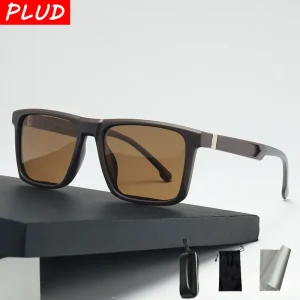 Cermin Mata Hitam Terpolarisasi Untuk Lelaki Bingkai Persegi Klasik Fesyen Baharu Sesuai untuk Memandu Anti-silau Matte Meterial Sunglasses Eyewear PLUD