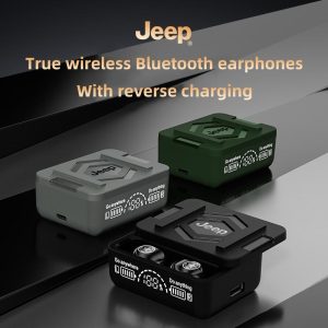 Alat Dengar Bluetooth Tanpa Wayar, Jeep EW130, Bluetooth 5.4, Pengecasan Terbalik, Paparan Digital LED, Reka Bentuk Berbentuk Kacang, Pengurangan Bunyi Panggilan, Hayat Bateri Panjang, Mod Latency Rendah, Sesuai untuk Permainan Audio Earphones Mic