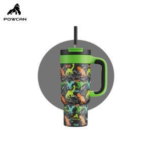 Tumbler Bertebat, POWCAN, dengan Pemegang dan Straw, Keluli Tahan Karat, Tersedia dalam 700ml dan 1100ml, dengan Penutup, Cawan Bertebat, Boleh Digunakan Semula, Botol Air, Mesra Pemegang Cawan, Sesuai sebagai Hadiah untuk Pencinta, Dia atau Dia