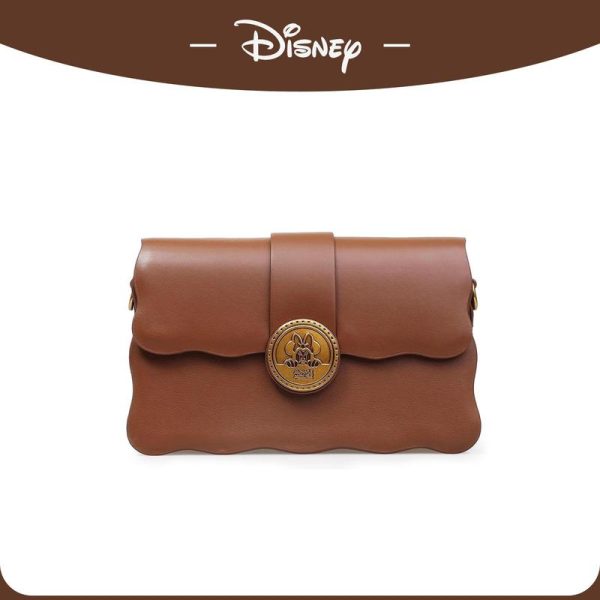（COD）Disney Minnie Series Wave Edge Cookie Bag Underarm Bag Versatile Crossbody Bag Flip Bag Selempang Wanita Cotton