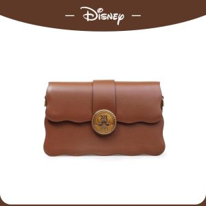 （COD）Disney Minnie Series Wave Edge Cookie Bag Underarm Bag Versatile Crossbody Bag Flip Bag Selempang Wanita Cotton