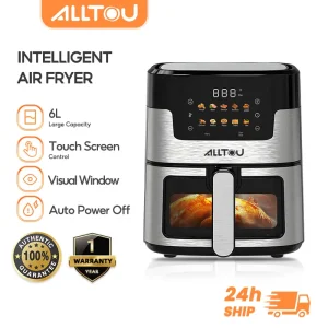 ALLTOU 6L Digital Air Fryer Touch Screen Control Oil-free fryer Machine with Visible Window Multi-functional Easy Cleaning Non Stick Frying tools Customizable 10 Preset Menu Options Oil Free Roaster Breakfast Machine Ketuhar Electric Fryer