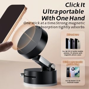Vacuum Suction Cup Magnetic Mobile Phone Holder High Quality Adjustable Car Navigation Holder Portable Foldable Adsorption Bracket Automotive telefon