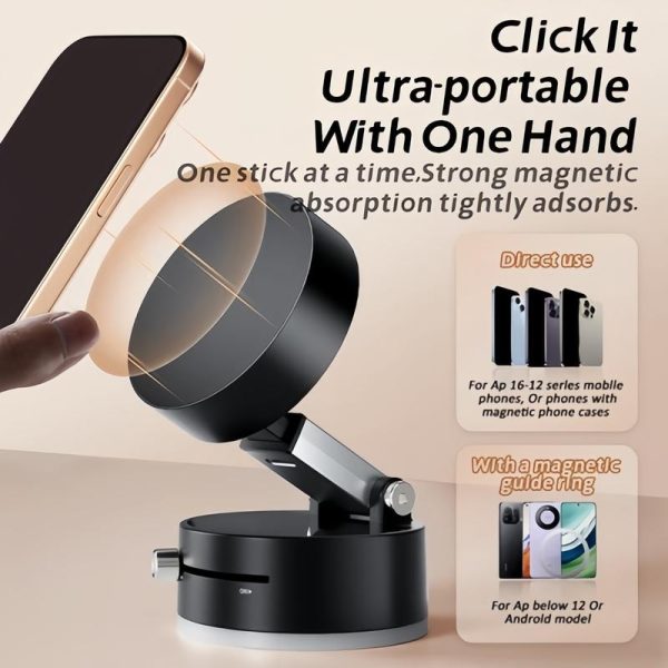 Vacuum Suction Cup Magnetic Mobile Phone Holder High Quality Adjustable Car Navigation Holder Portable Foldable Adsorption Bracket Automotive telefon