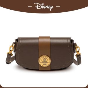 （COD）Disney Women's Bag Minnie Series Contrast Saddle Bag Women's Large Capacity Chain Shoulder Bag Small Cross Body Bag Wanita Selempang