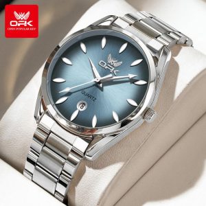 【Waranti 1 Tahun】OPK Jam Tangan Lelaki Kalis Air Asal Tali Tahan Karat 6038 Pelbagai Fungsi Bahan Logam Berkilau Perak Emas Biru Dalam Stok Didatangkan dengan Kotak Watches