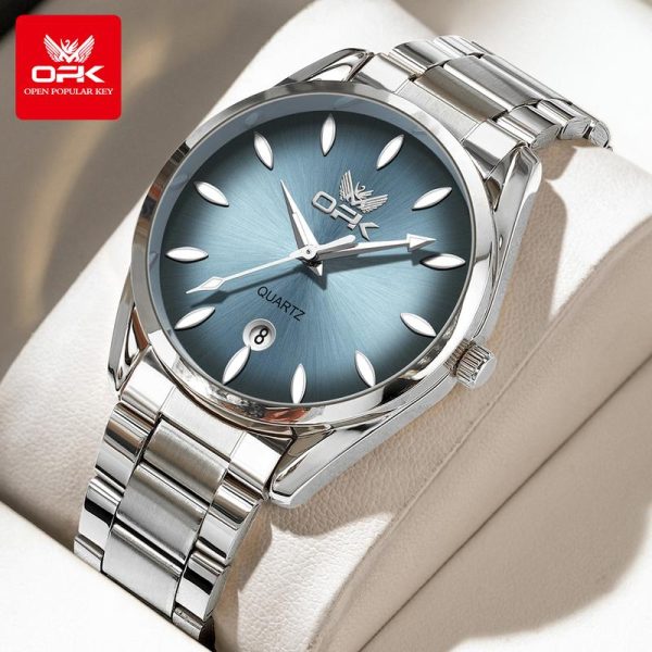 【Waranti 1 Tahun】OPK Jam Tangan Lelaki Kalis Air Asal Tali Tahan Karat 6038 Pelbagai Fungsi Bahan Logam Berkilau Perak Emas Biru Dalam Stok Didatangkan dengan Kotak Watches