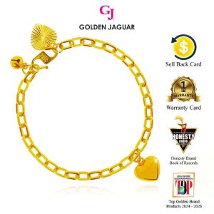 Emas Jaguar (7.02 g) GJ Gelang Tangan Bracelet Paperclip 0.5 Love Gemuk 24K Gold Plated Jewellery (22460501-1LG)