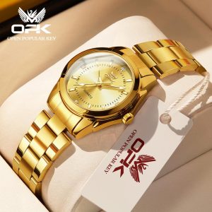 OPK Jam Tangan Wanita Perempuan Waterproof Kalis Air Keluli Tahan Karat Asli Pergerakan Kuarza Fesyen Gaya Kasual Warna Emas Model L60-02 Watches Rotundity Bahan logam dalam stok Banyak warna Pejabat parti pemberian hadiah Garanti 1 tahun