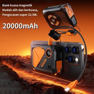 100% asli dan tulen 20000mAh magnetik 22.5w bank kuasa pengecasan super pantas, 6-dalam-1 berkelajuan tinggi dan kapasiti besar, boleh digunakan pada berbilang peranti pada masa yang sama, Charger Mobile Power.. Charging Energy