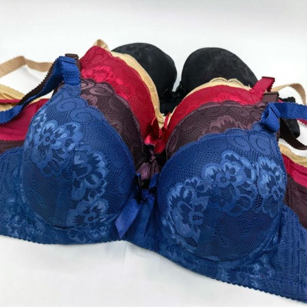Bras Women With Wired Full Coverage Cup BC 34-40 Ice Cool Soft Material 3 Hook Front Lace Design Wired Bra Baju Dalam Wanita Berdawai