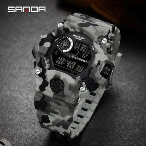 AW24 SANDA 2183 Jam Tangan Sukan Kasual Penyamaran, Elektronik Digital, Kalis Air, Chronograph Pelbagai Fungsi, Sesuai untuk Lelaki, Jam Tangan Fesyen Watches
