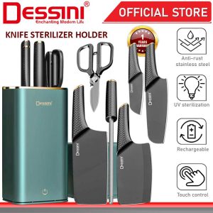 DESSINI ITALY 7 IN 1 Knife Scissor Storage Holder UV Disinfection Sterilization Cutlery Organizer / Alatan Dapur Pisau