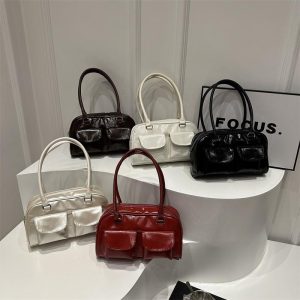 Beg Tangan Komuter, Gaya Hong Kong, Retro mewah, Beg Ketiak Wanita, Ketibaan Baru, Reka Bentuk Distinctive, Mudah dan Kasual, Kapasiti Besar, Beg Utusan Boston