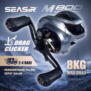 Kekili Memancing Baitcasting, SEASIR M800, Seret Maks 8KG, Nisbah Gear Kelajuan Tinggi 7.1: 1, Sesuai untuk Memancing Air Tawar dan Air Masin, dengan Sistem Brek Magnetik, Gegelung Memancing