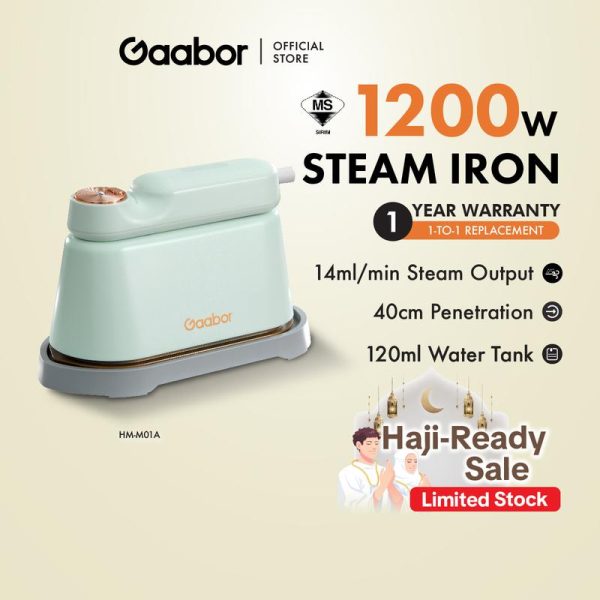【READY STOCK】Gaabor 1200W Exquisite Electric Iron Steamer Wet & Dry Iron Flexible Switching Handle Stable Temperature 120ML Water Tank HM-M01A