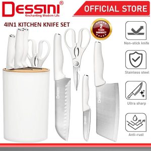 DESSINI ITALY 4 IN 1 Kitchen Knife Scissor Cutting Cleaver Storage Holder Cutlery Organizer / Alatan Dapur Pisau