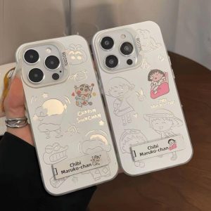 Sarung Telefon Pasangan,Reka Bentuk Comel,dengan Pemegang Berdiri Logam,Sarung IMD Anti Cap Jari,Serasi dengan iPhone 11,16,15,14,13,12,Pro,Xs Max,XR,X,7,8 Plus,Sarung Telefon Bimbit Bercahaya,Penutup Belakang Pelindung Kalis Kejutan