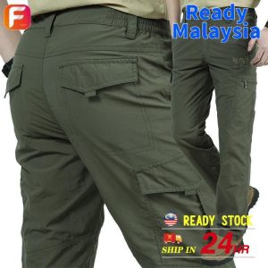 {Ready Malaysia}Fengshe-Seluar Cepat Kering Luaran, Spring / Musim Luruh, Untuk Lelaki, Longgar dan Besar, Berbilang Poket, Sesuai untuk Kerja, Seluar Sub Mesin, 105T