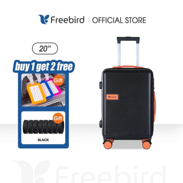 [Buy 1 get 2 free gifts] FreeBird 20-inch black, white, and blue | WSA combination lock | explosion-proof zipper | ultra-light checked luggage | waterproof universal wheels | Cabin class certification | Bersama safe travel Bags Suitcase