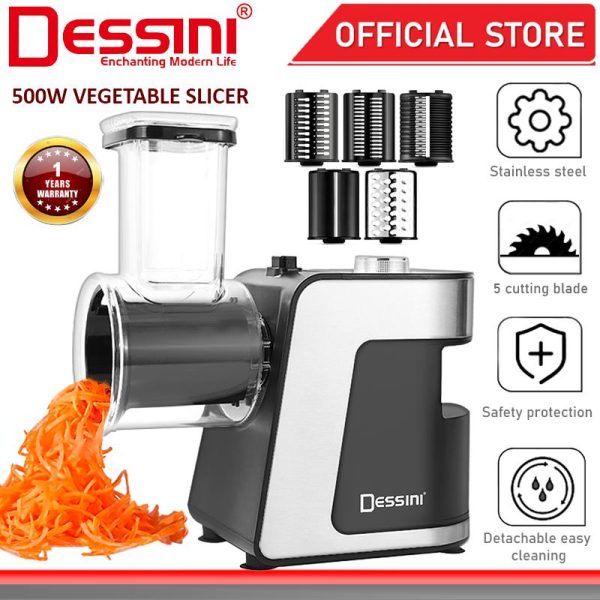 DESSINI ITALY Electric Vegetable Fruit Slicer Spiralizer Cutter Chopper Peeler Shredder Grinder Mincer Grater Machine