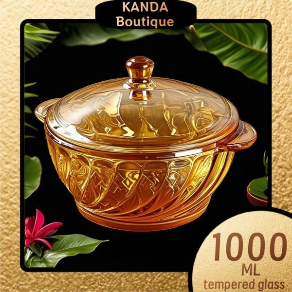 Luxury Kitchenware Tempered Glass Pot Casserole Microwave Safe Transparent Pot Cookware Heat Resistant With Lid Exquisite Gifts Storage Jar Instant Noodle Bowl Salad Bowl Kitchenware periuk cantik tahan panas