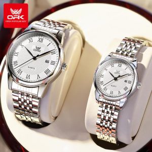 OLEVS Jam Tangan Pasangan Branded Watches Ori Asli Kalis Air Viral Cewek Berkilau Tali Keluli Tahan Karat Pergerakan Kuarza Fesyen Sesuai sebagai Hadiah Hari Jadi Wanita GL6007