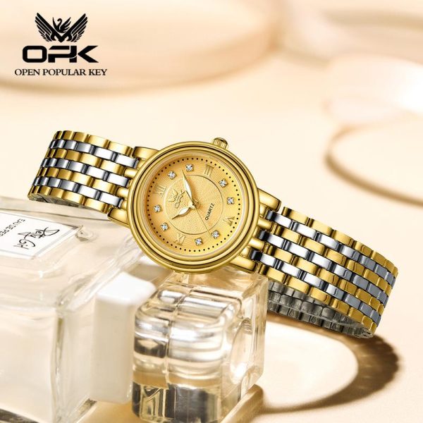 OPK Jam Tangan Wanita Original Fesyen Asal Gaya Baru Berkilau Kalis Air Keluli Tahan Karat dengan Kotak Mewah with Luxury Box 6005 Watches Rotundity Bahan logam dalam stok Banyak warna Pejabat parti pemberian hadiah Garanti 1 tahun